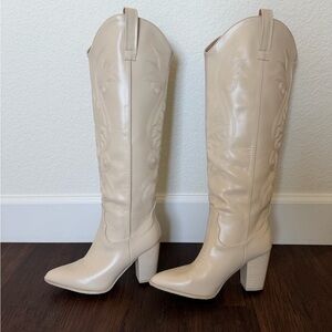 Elegant Cream Knee-High Boots